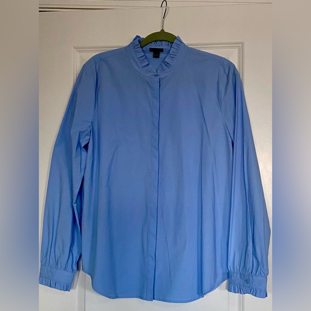 Ann Taylor NWOT periwinkle blue long sleeves button down shirt LG